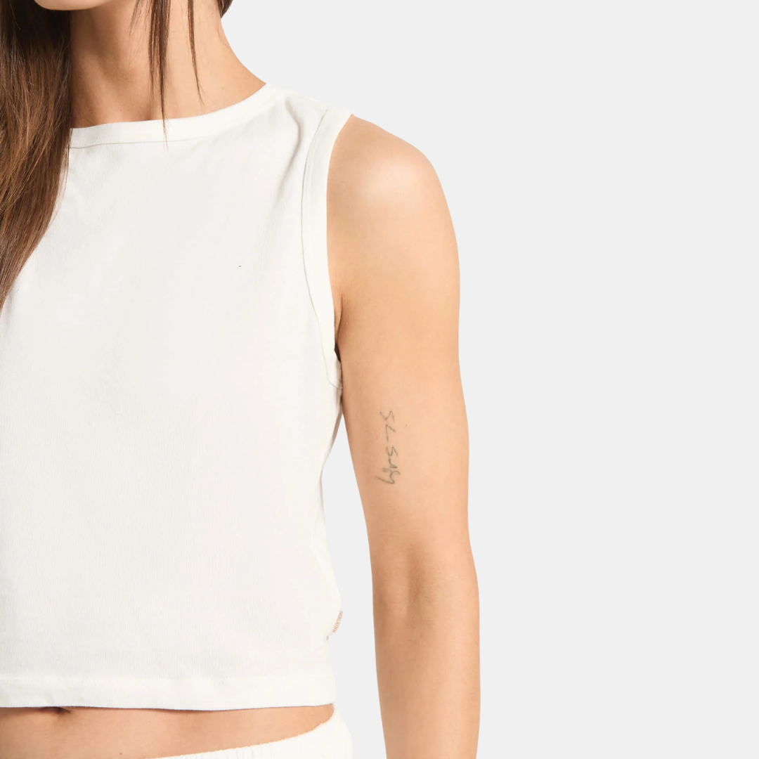 Brixton, Carefree Organic Garment Dye Cropped Tank, Off White