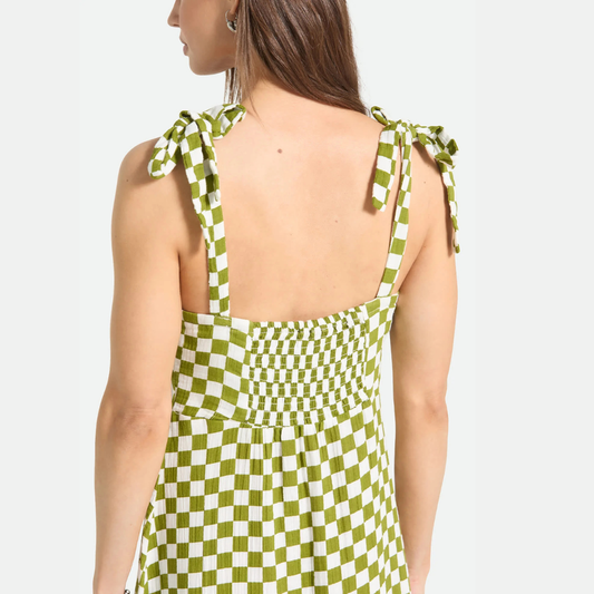 Brixton, The Tie Dress, Sublime Green Checkerboard