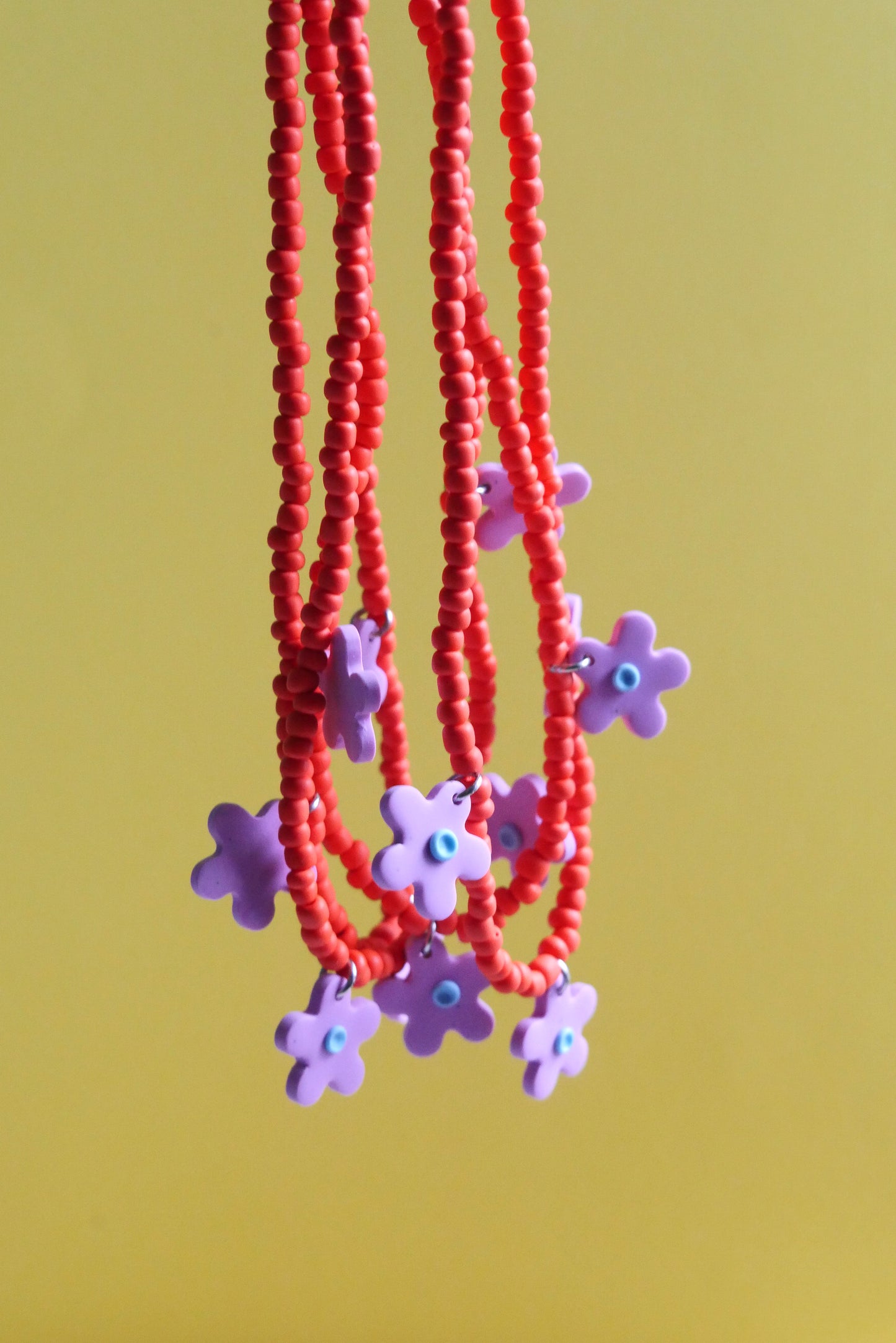 Polymer Clay Necklace, Orange and Purple