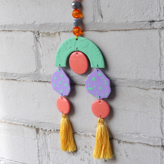 Polymer Clay Wall Hanging, Turquoise and Purple