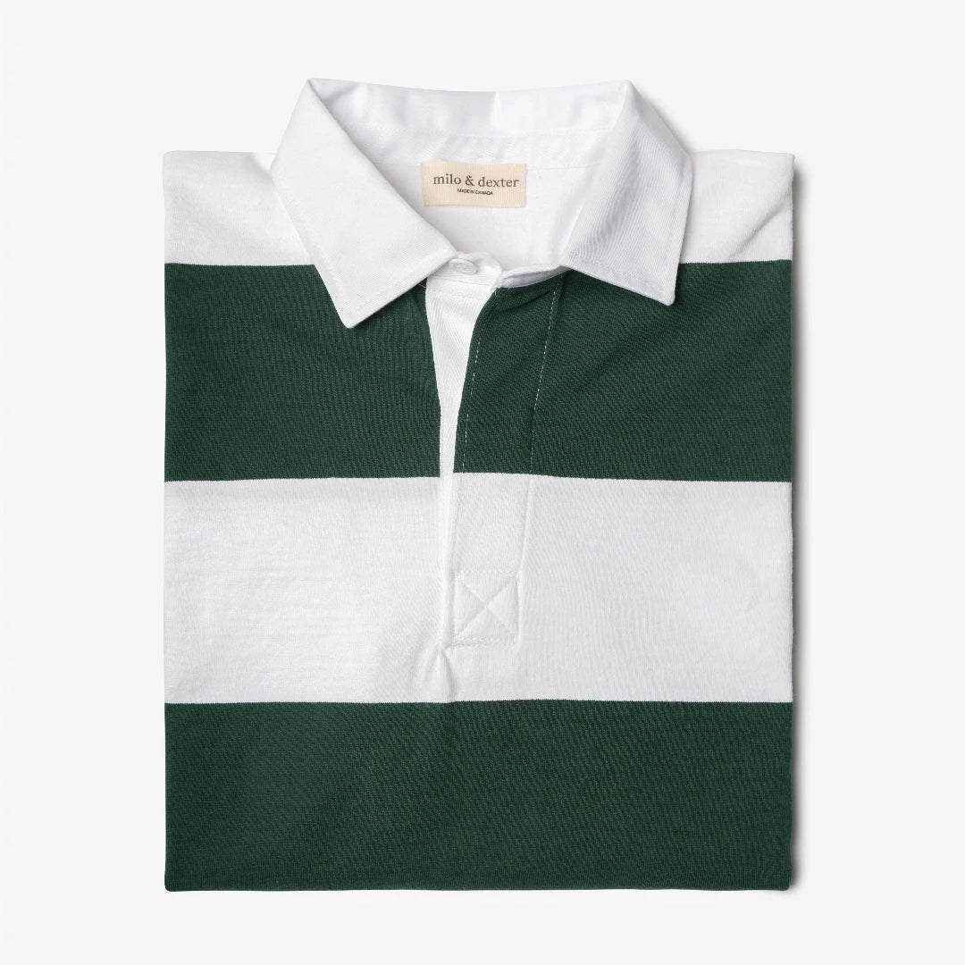 Milo & Dexter, Striped Rugby Shirt, Green