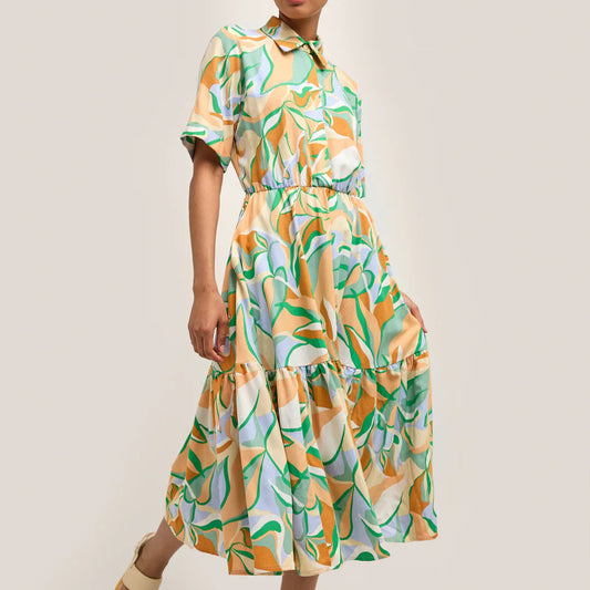 Marigold, Sissi Dress, Green Waves