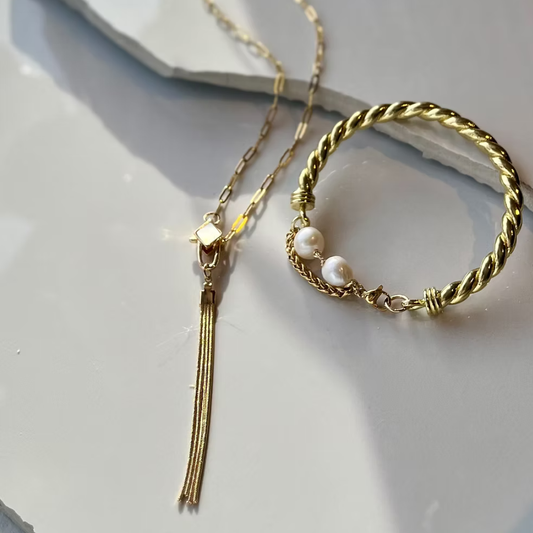 Frug, 14K Goldplate Tassel Necklace and Pearl Accent FNJ38