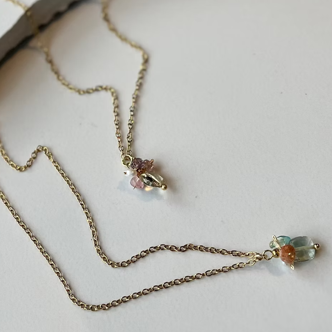 Frug, 14K Goldplate Necklace and Gemstone Cluster Pendant FNJ53SET