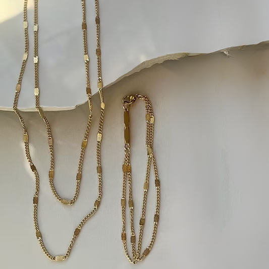 Frug, 14K Goldplate Double Chain Necklace or Bracelet FNJ30SET