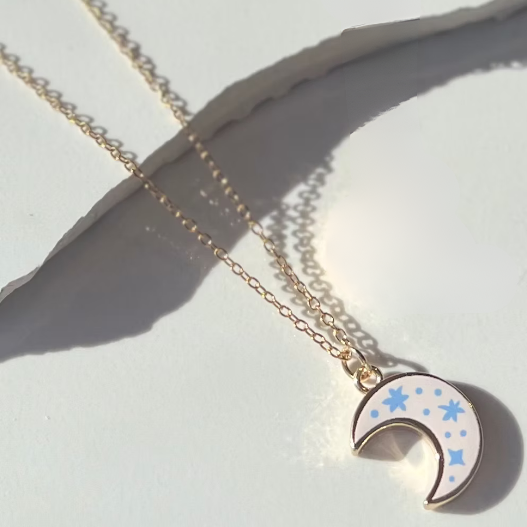 Frug, 14K Goldplate Necklace with Ceramic Circle Or Moon Pendant, FNJ40SET