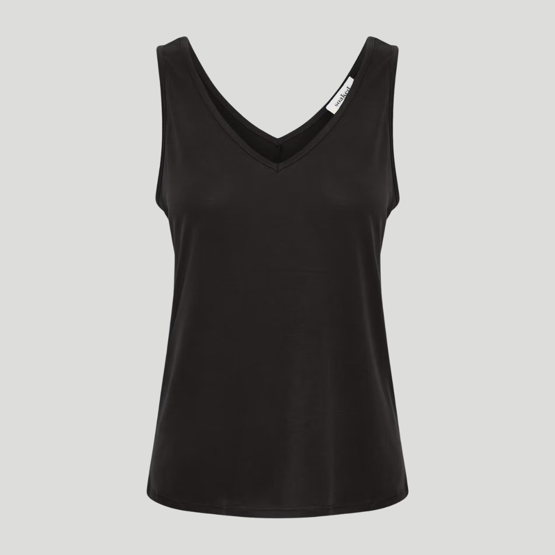 Soaked, V-Neck Tank Top, Black