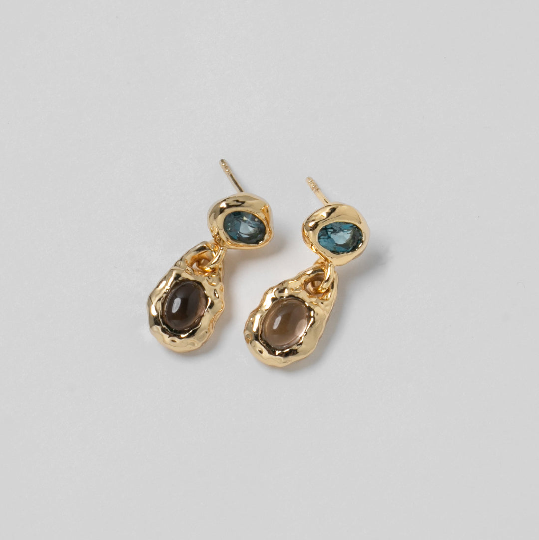Wolf Circus, Avery Earrings in Blue Topaz and Gold