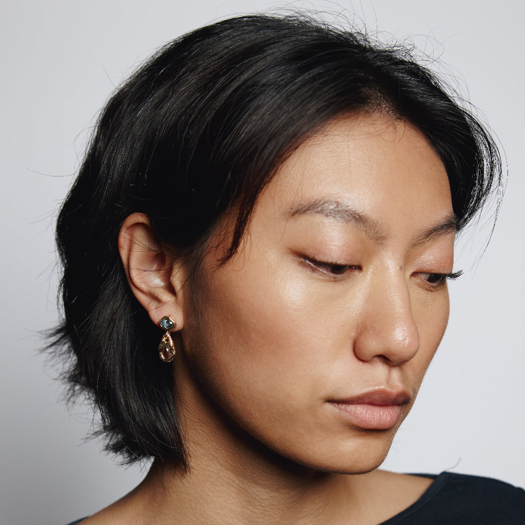 Wolf Circus, Avery Earrings in Blue Topaz and Gold