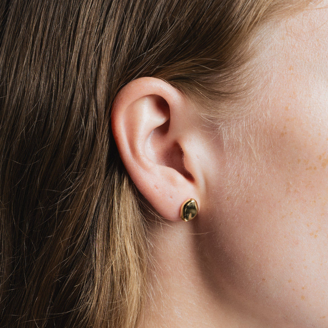 Wolf Circus, Bean Stud Earrings, Gold