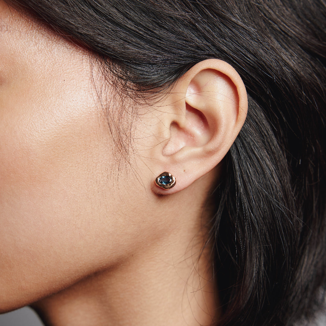 Wolf Circus, Cora Studs in Blue Topaz and Gold