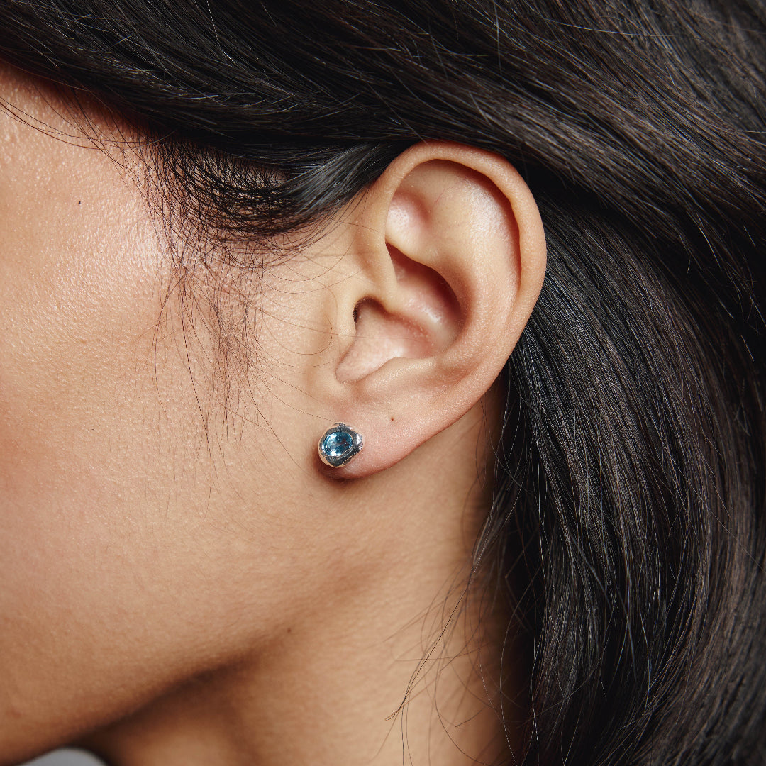 Wolf Circus, Cora Studs in Blue Topaz and Silver