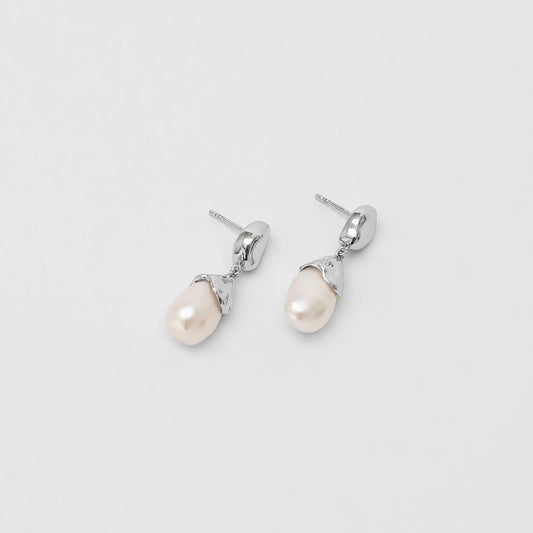 Wolf Circus, Pearl Drop Earring, Silver