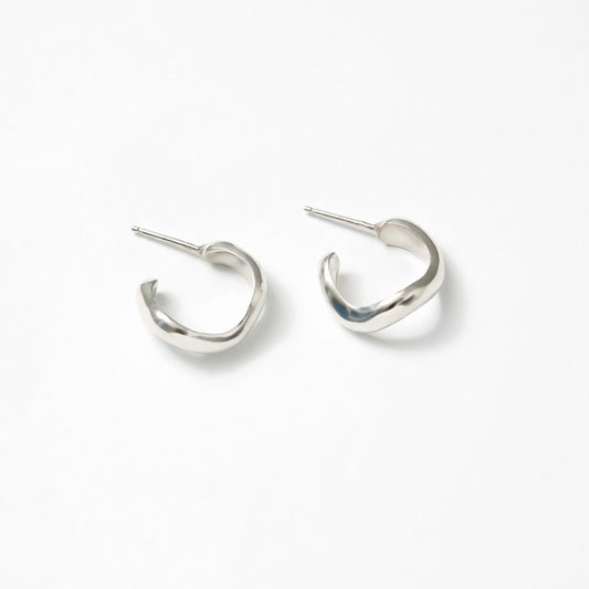 Small Riley Organic Silver Hoops