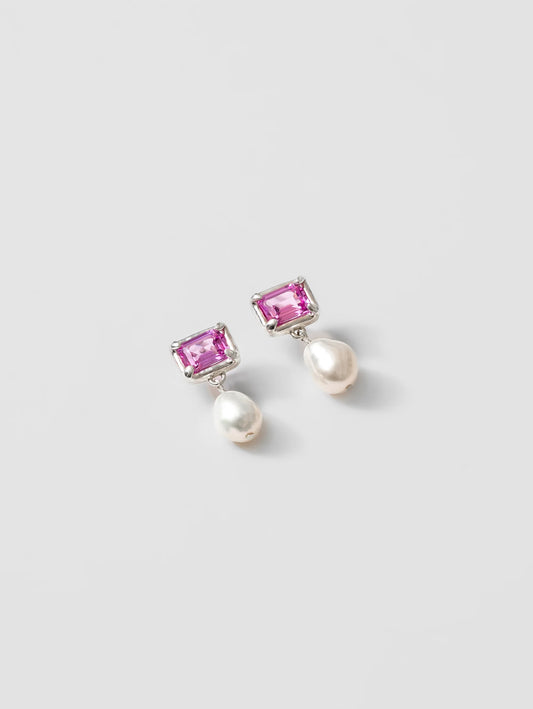 Sophie Earrings in Pink and Silver