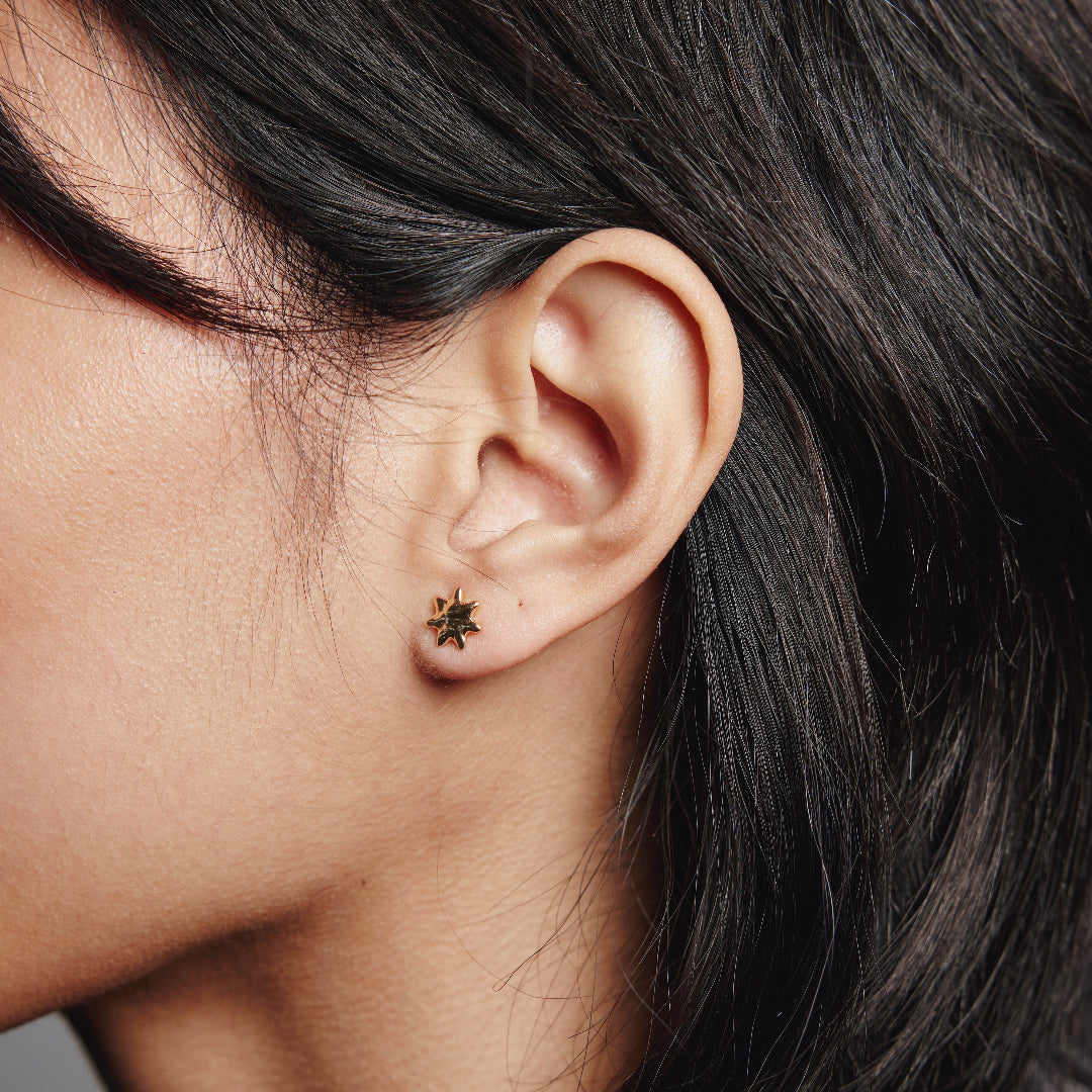 Wolf Circus, Miniature Sun Stud Earrings in Gold