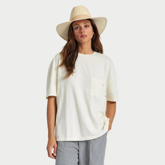 Carefree Oversized BF Pocket Tee, Whitecap