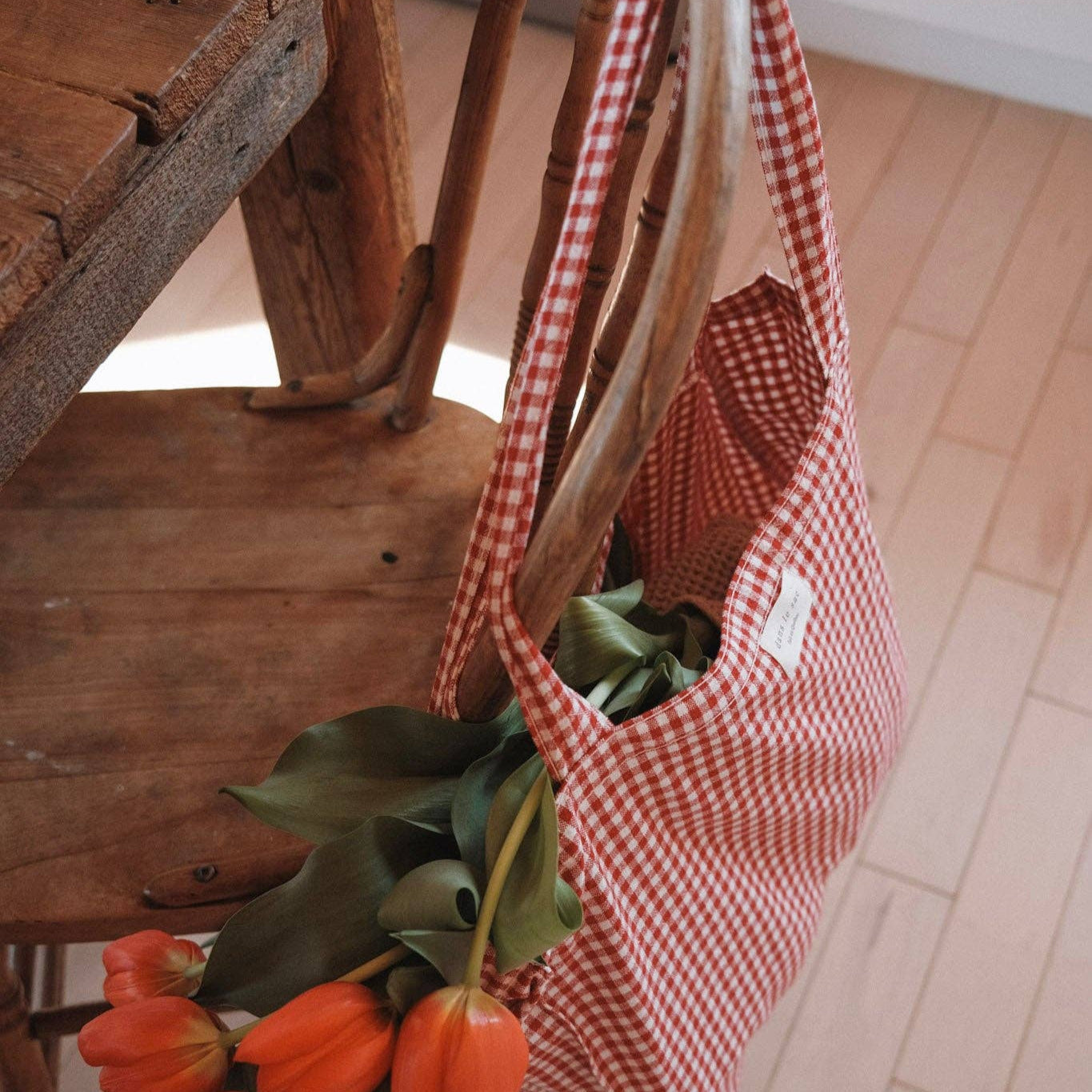 Dans le Sac, Organic Cotton Tote Bag, Gingham Collection