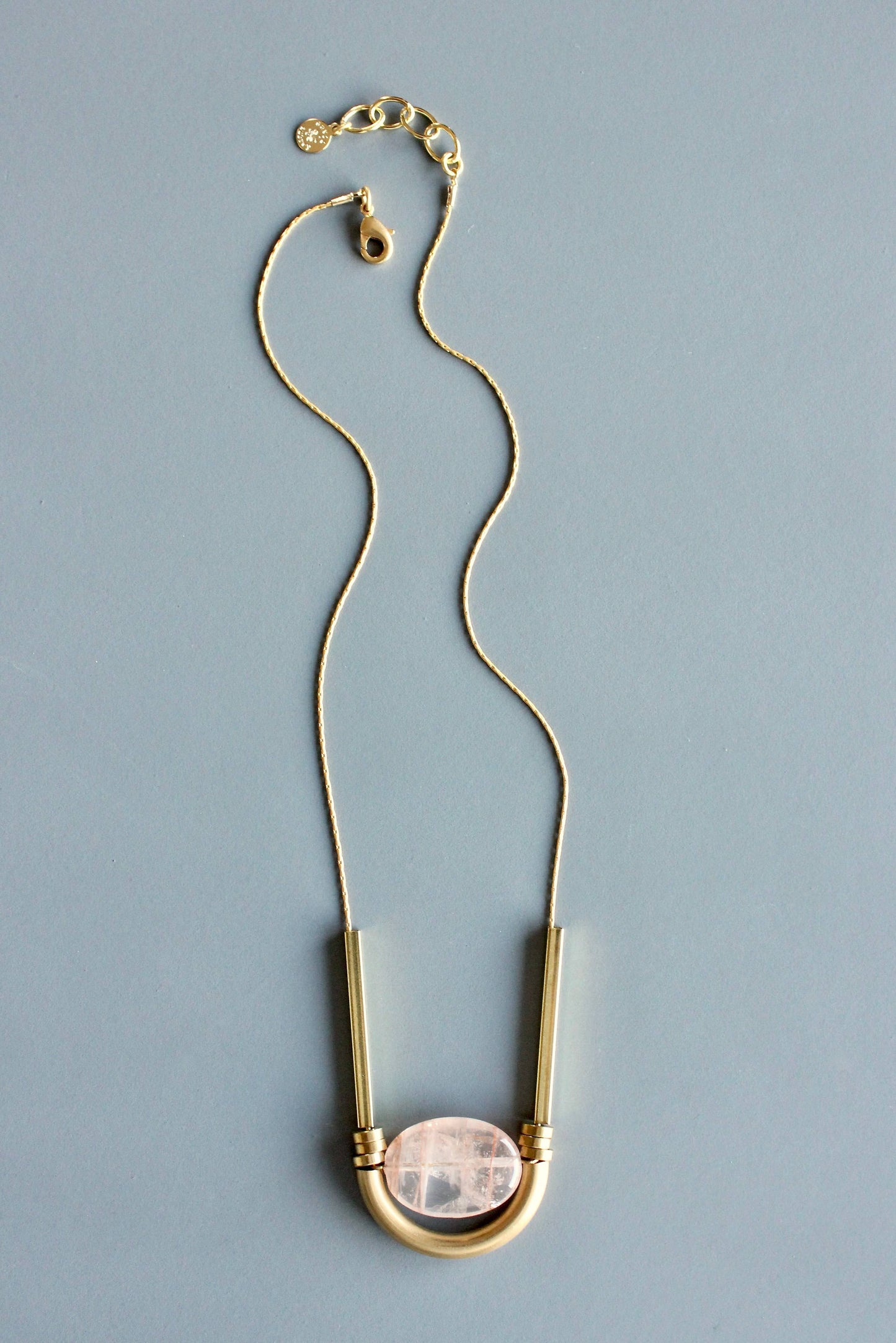 David Aubrey Jewelry, MLN217 Rose Quartz Geometric Necklace