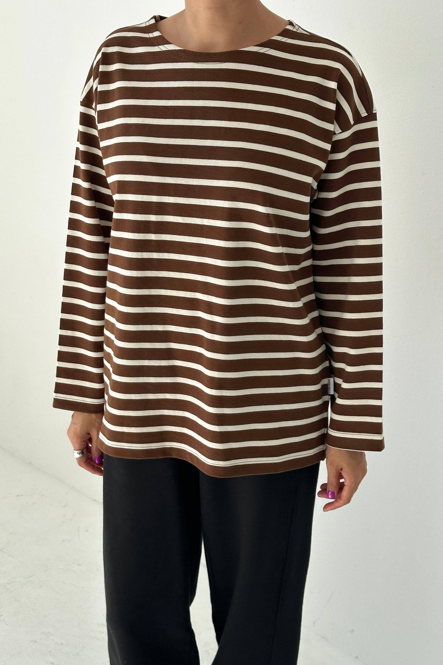 Le Bon Shoppe, Marseille Top, White Stripe on Coffee