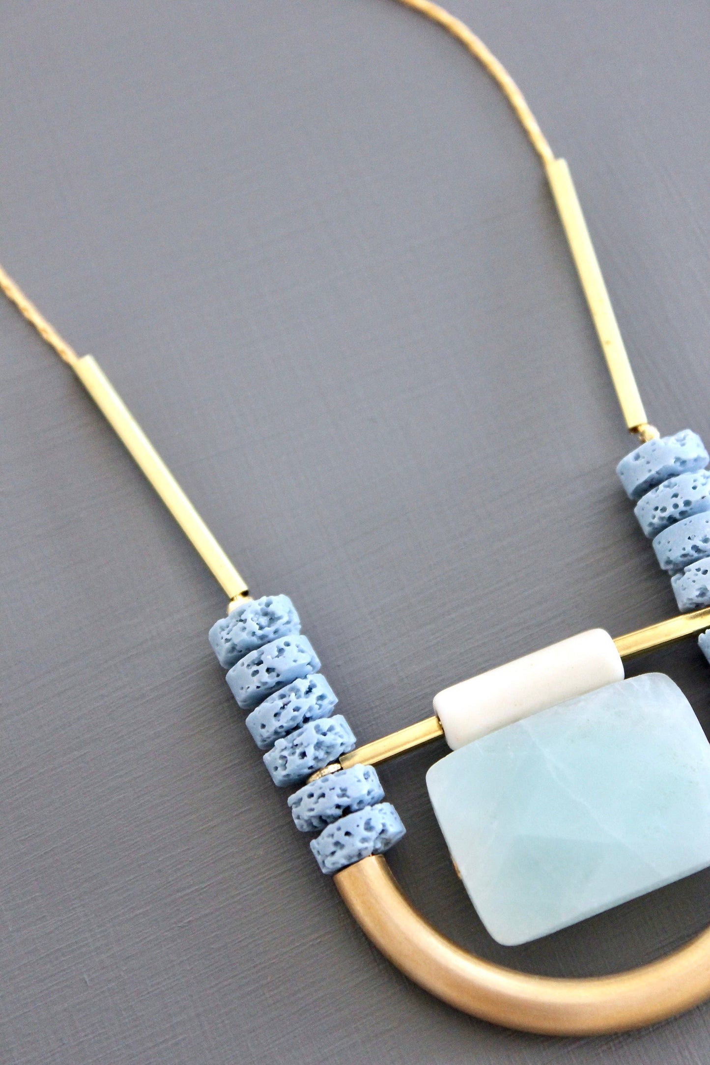 David Aubrey Jewelry, KYL224 Amazonite and Lava Bead Necklace