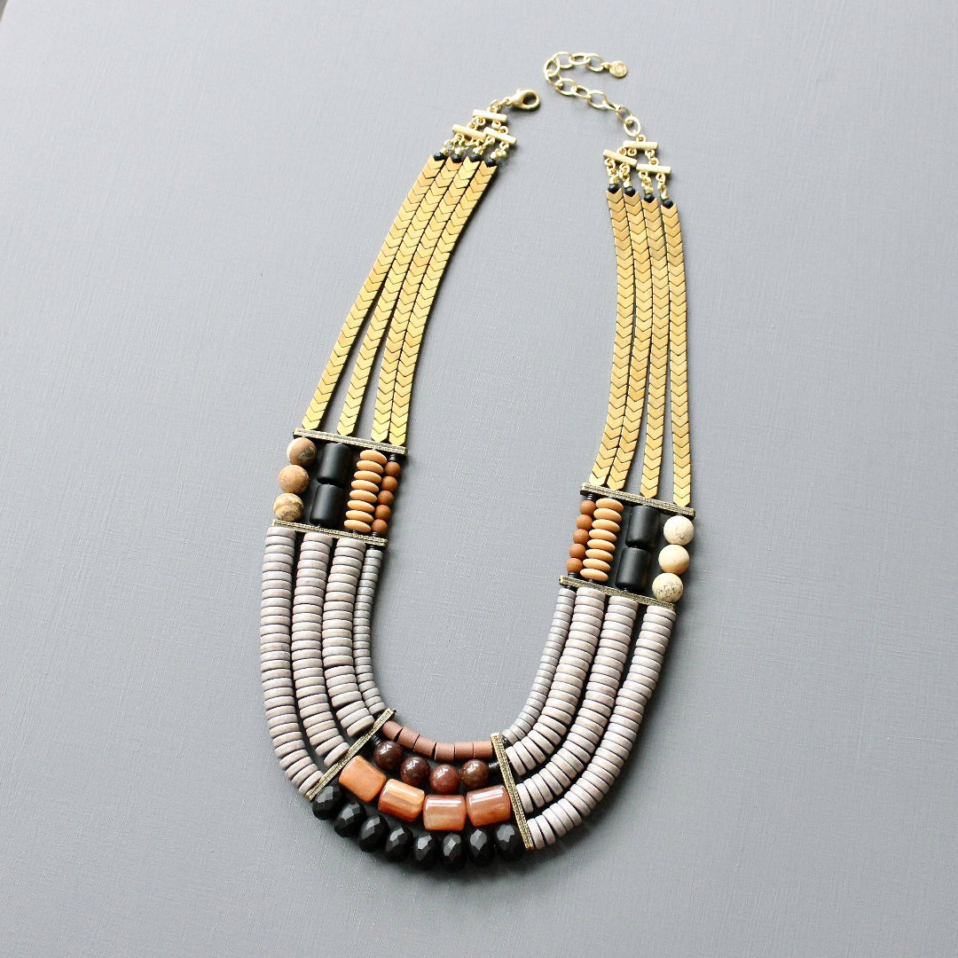 David Aubrey Jewelry, JLT223 4-Strand Cleopatra Statement Necklace
