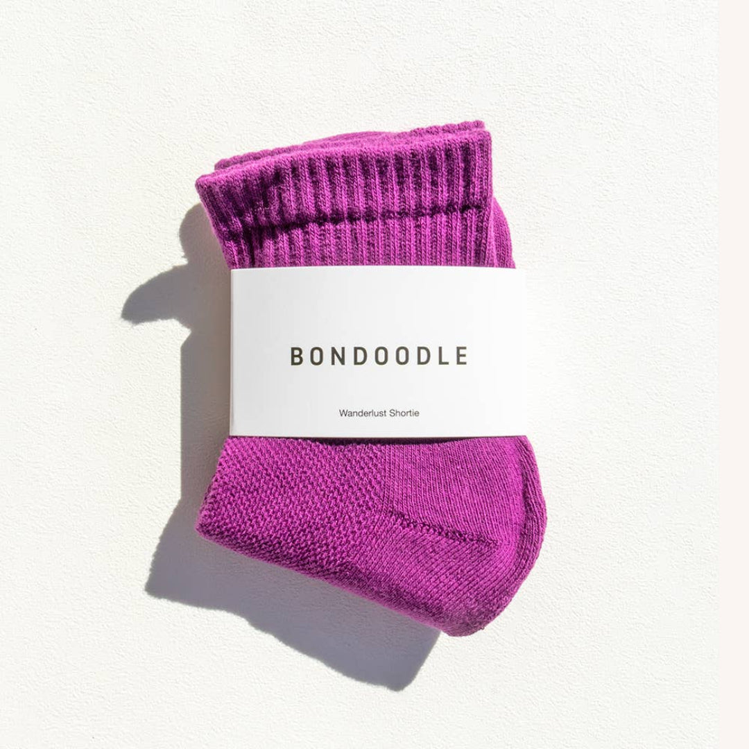 Bondoodle, Ribbed Combed Cotton Sport Short Socks, Pink