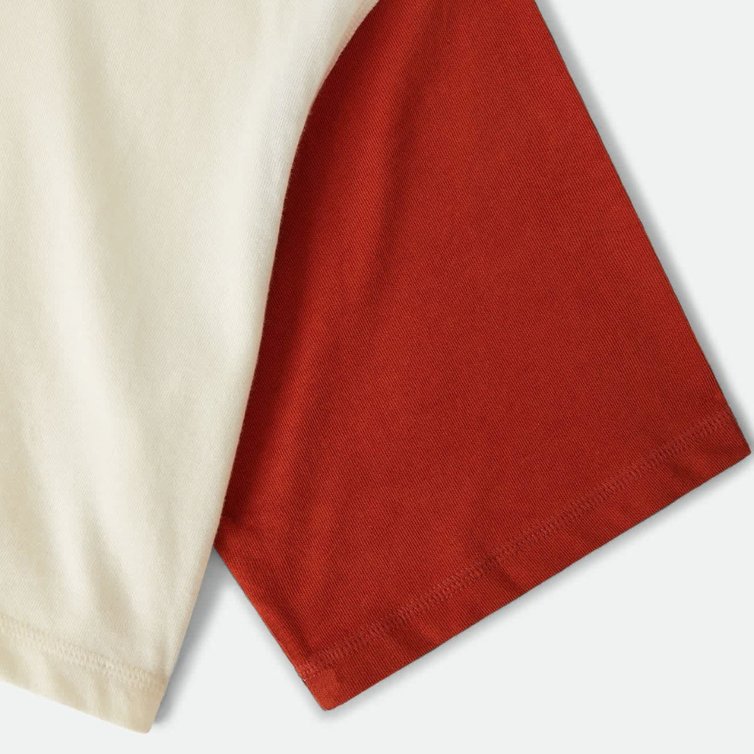 Brixton, Carefree Organic Cropped Tee, Off White/Rust