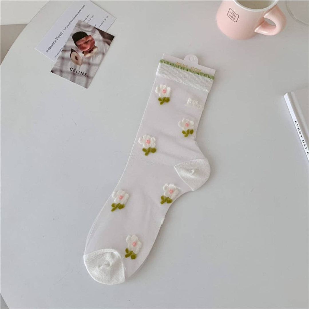 Rufia, Garden Bloom Sheer Crew Socks