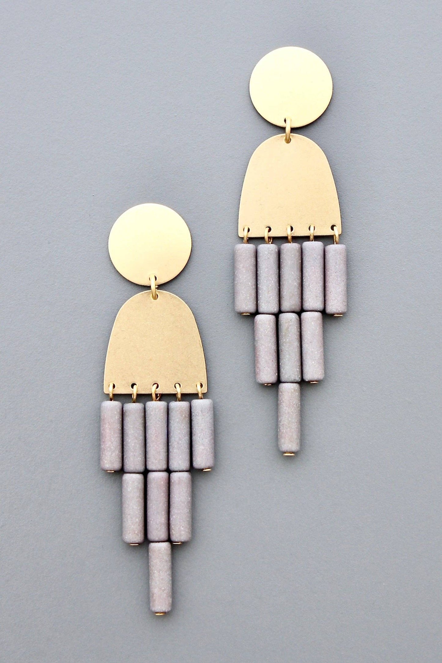 David Aubrey Jewelry, HYLE74 Geometric Gray Post Earrings