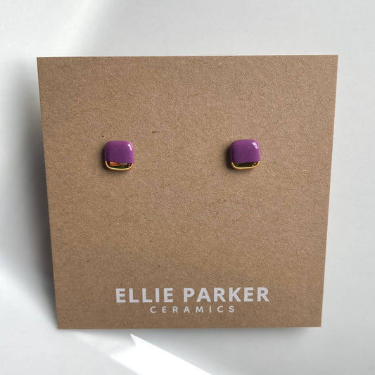 Ellie Parker Ceramics, Square Purple Geometric Ceramic Earrings