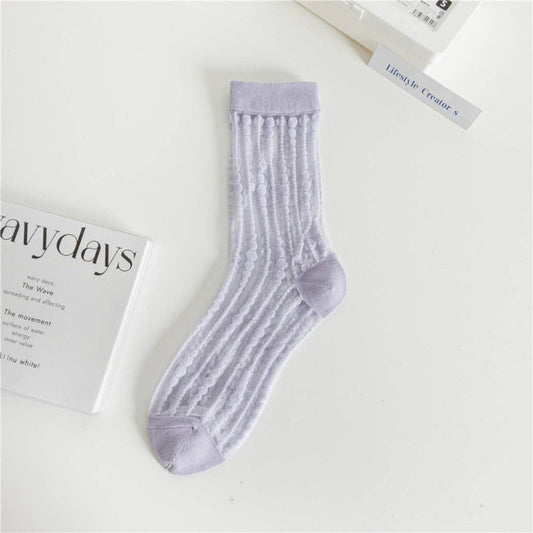 Rufia, Polka Dot & Striped Sheer Crew Socks