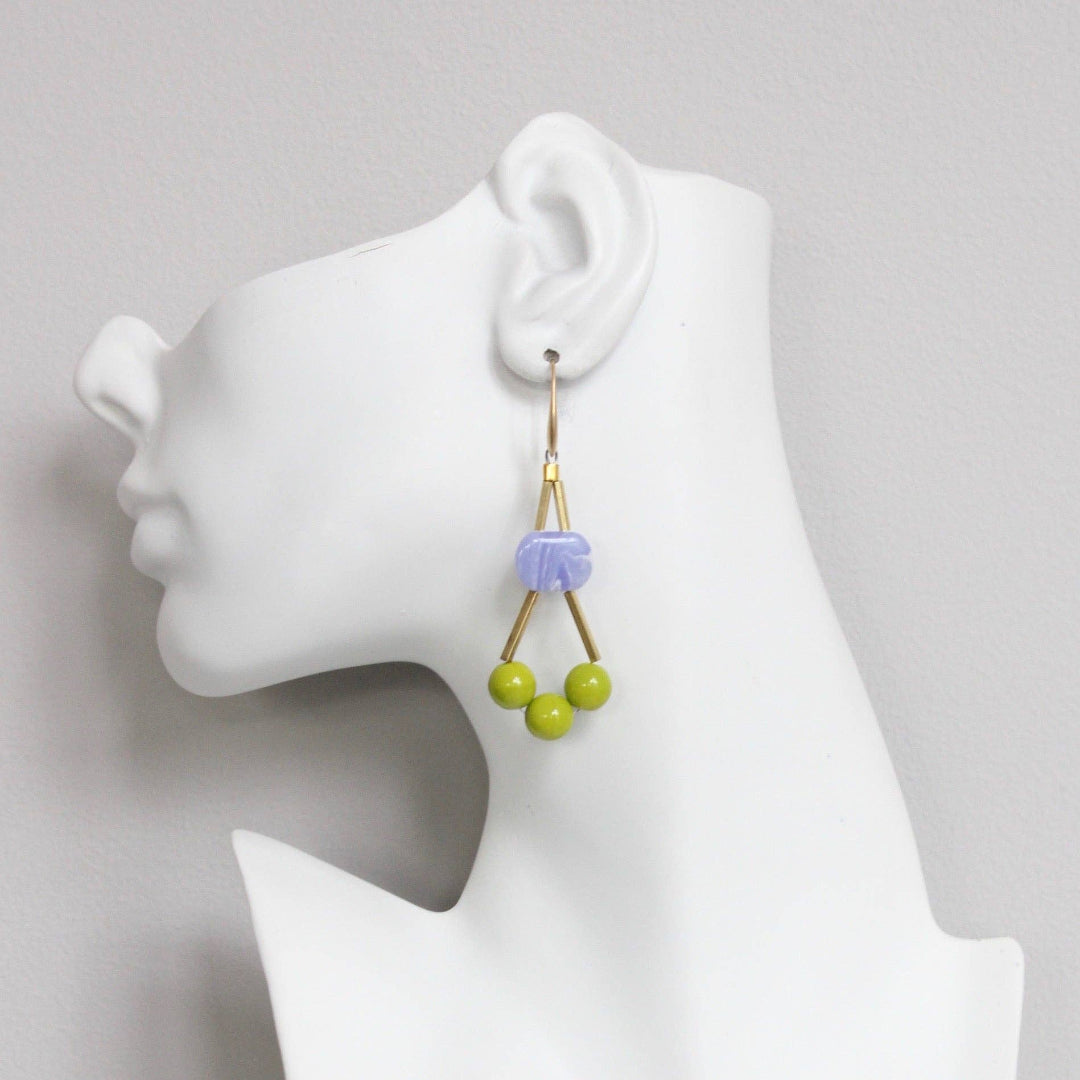David Aubrey Jewelry, EMIE54, Lavender and Lime Earrings