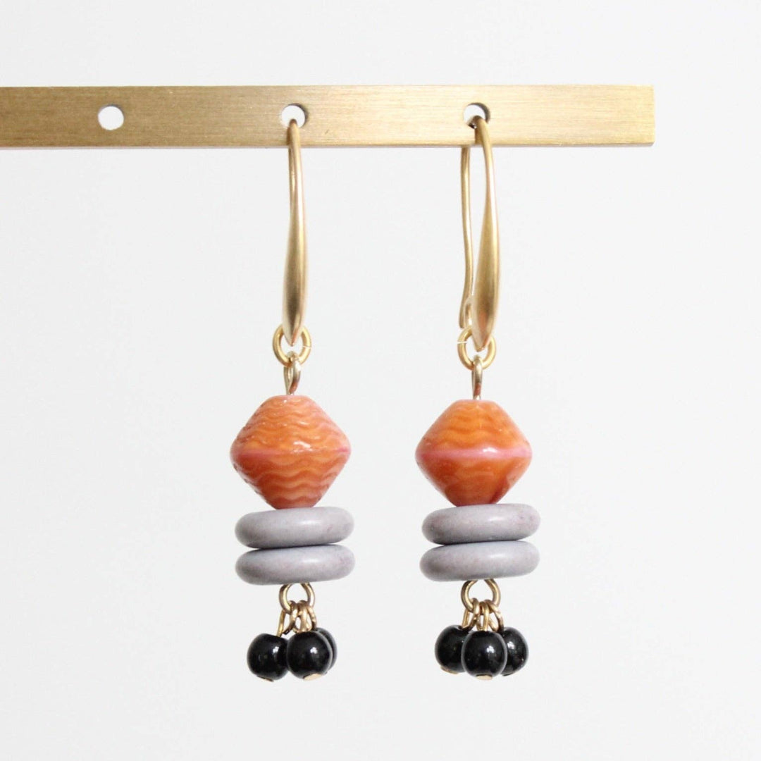 David Aubrey Jewelry, LEXE11 Vintage Caramel Glass Cluster Earrings
