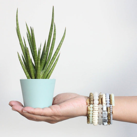David Aubrey Jewelry, ISLB01 Gray, White, and Brass Wrap Bracelet