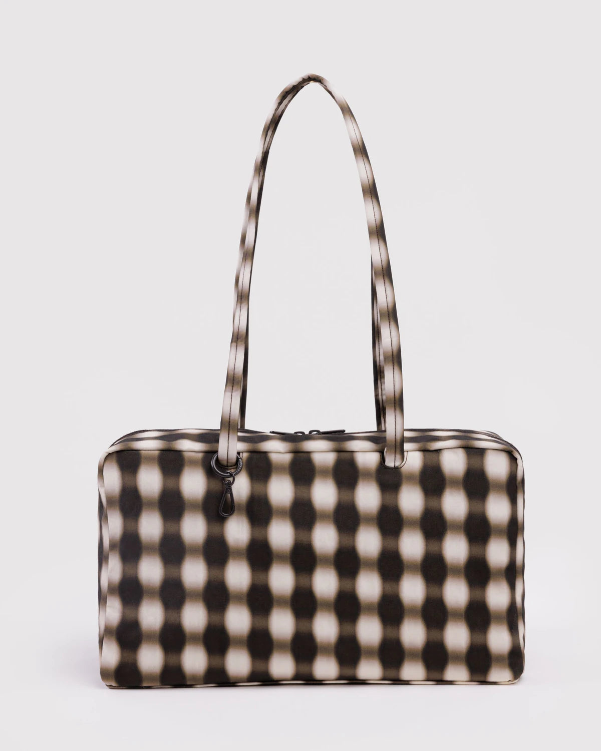 Baggu, Medium Nylon Bowler Bag, Blurred Gingham Brown