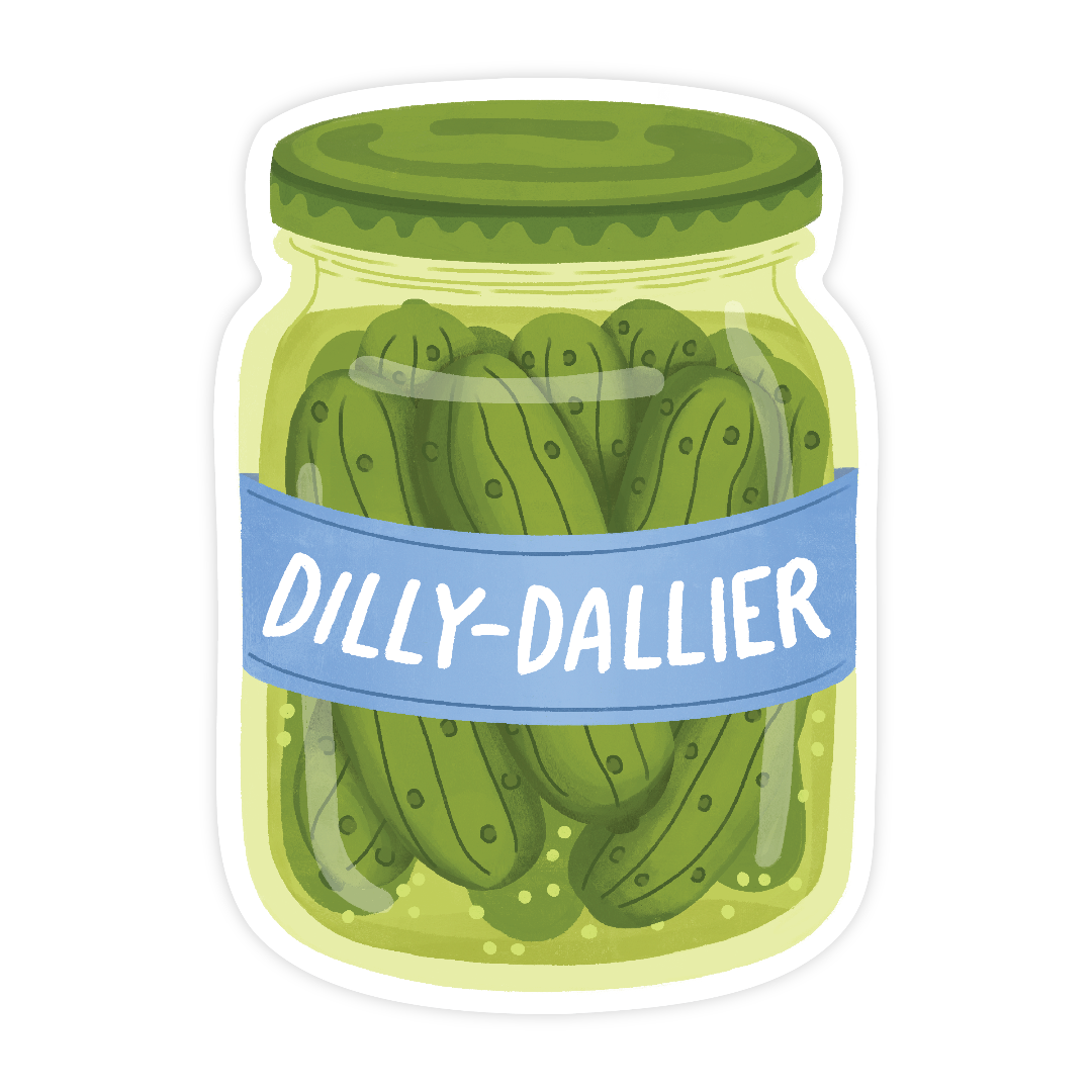 Dilly Dallier, Pickle Jar Foodie, Vinyl Sticker