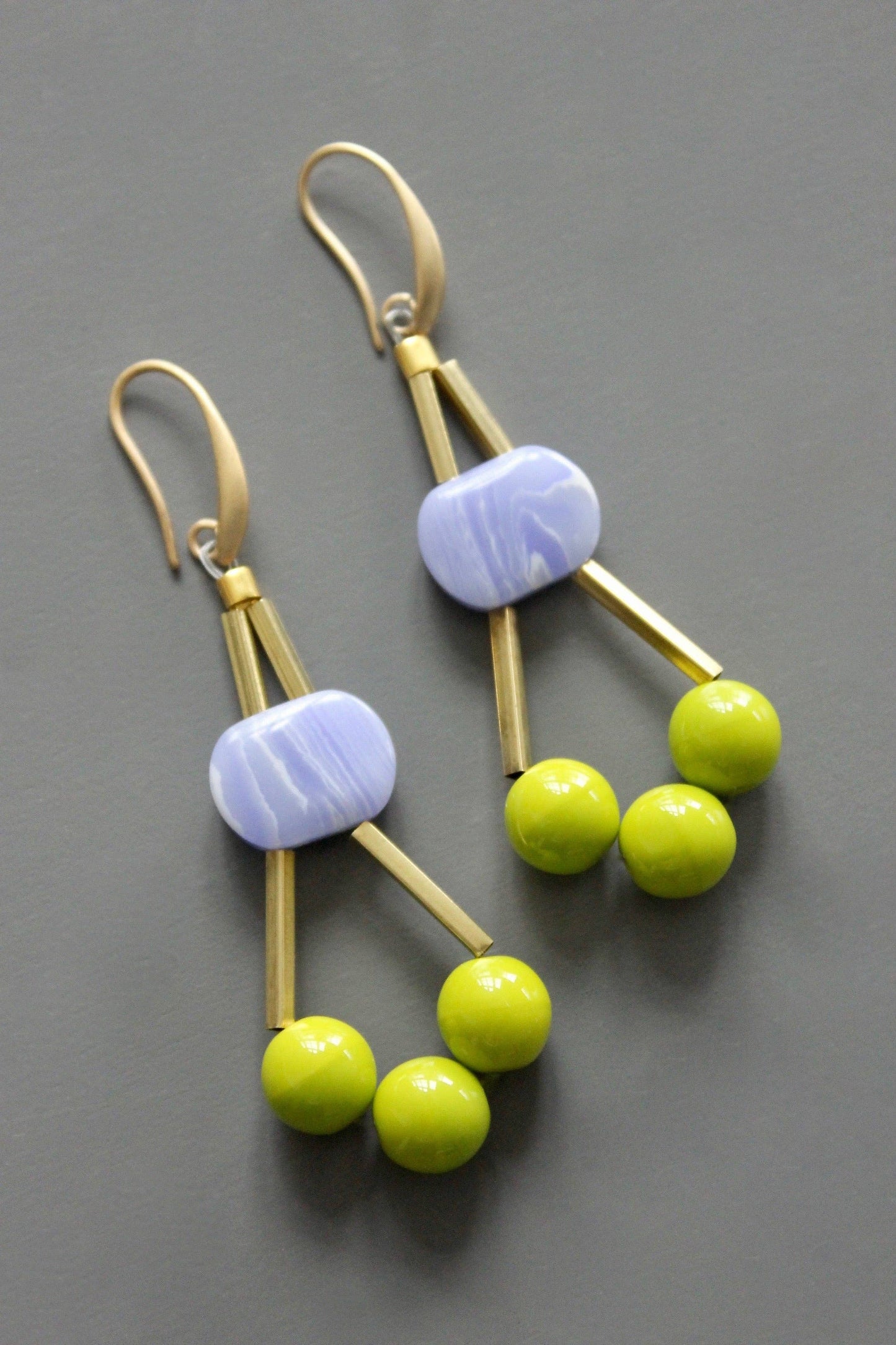 David Aubrey Jewelry, EMIE54, Lavender and Lime Earrings