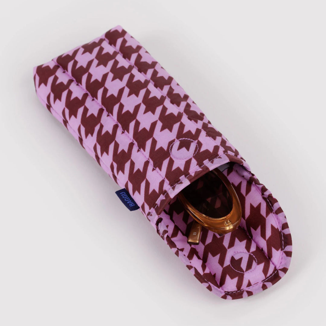Baggu, Puffy Glasses Sleeve, Pink Houndstooth