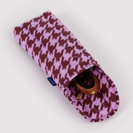 Baggu, Puffy Glasses Sleeve, Pink Houndstooth