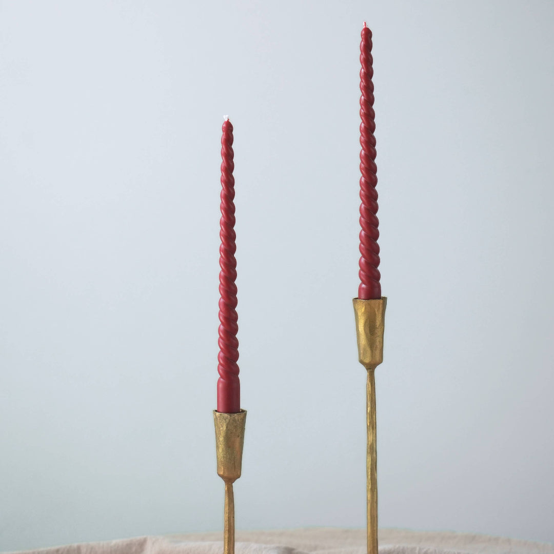 Holiday Twisted Taper Candle Set, Beeswax & Soy Wax, Assorted Colours