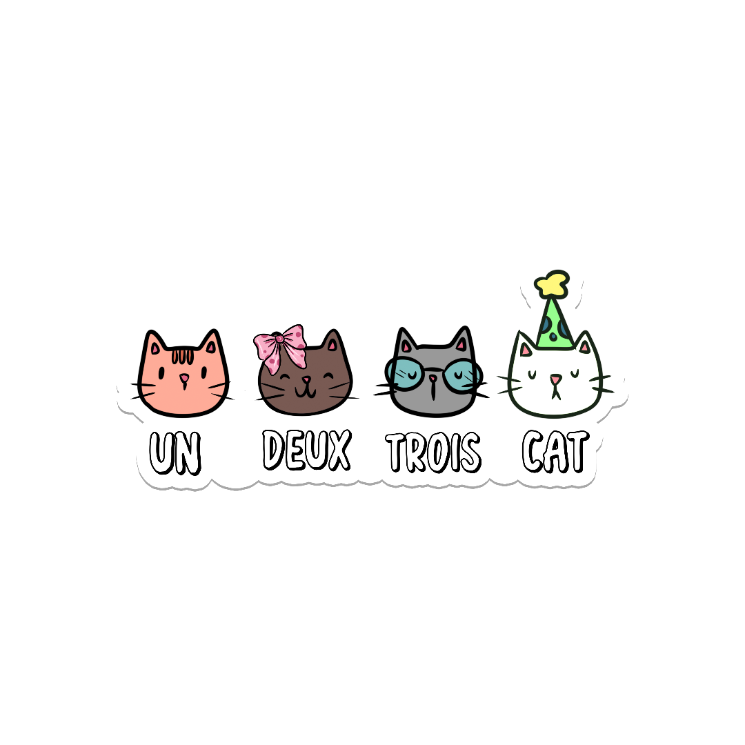 Un Deux Trois Cat, Waterproof Sticker