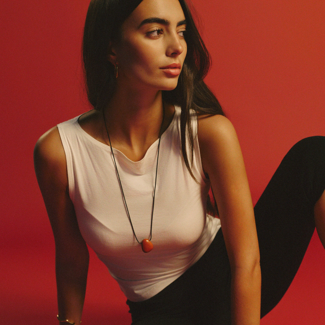 Twenty Compass, Pietra Necklace, Red Jasper & Black