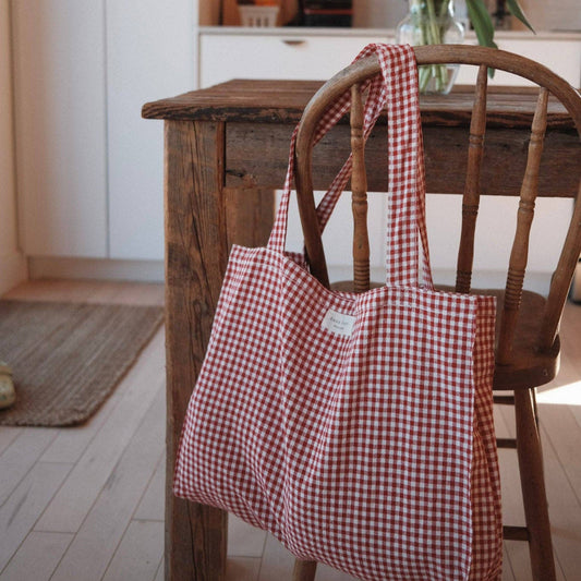 Dans le Sac, Organic Cotton Tote Bag, Gingham Collection