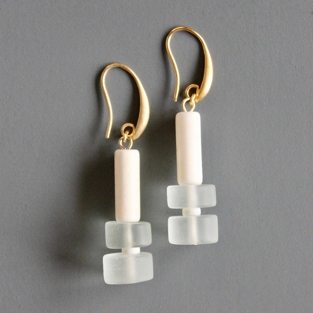 David Aubrey Jewelry, MLNE16 Glass and Magnesite Geometric Earrings