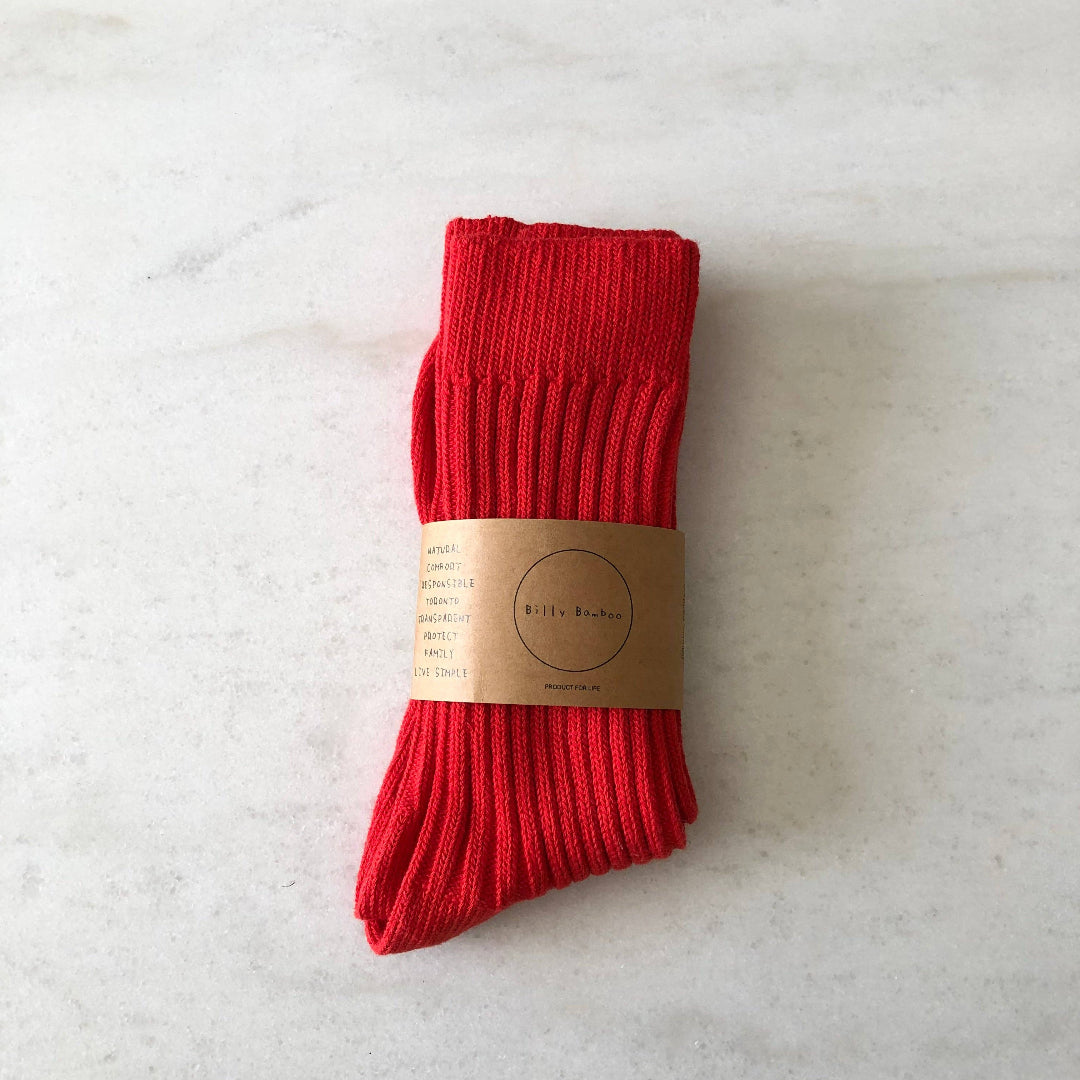 Billy Bamboo, Ribbed Cotton High Socks, Crystal Bright, Various Colours