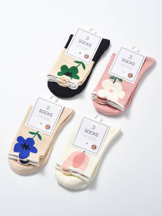 Rufia, Colour Pop Flower Crew Socks, Assorted