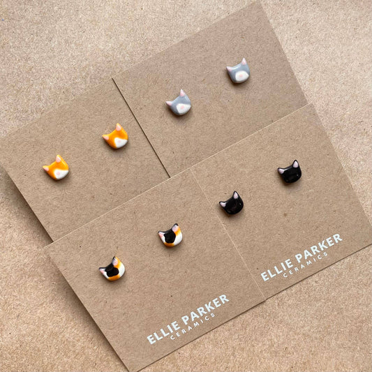 Ellie Parker Ceramics, Ceramic Cat Earrings, Cat Lady