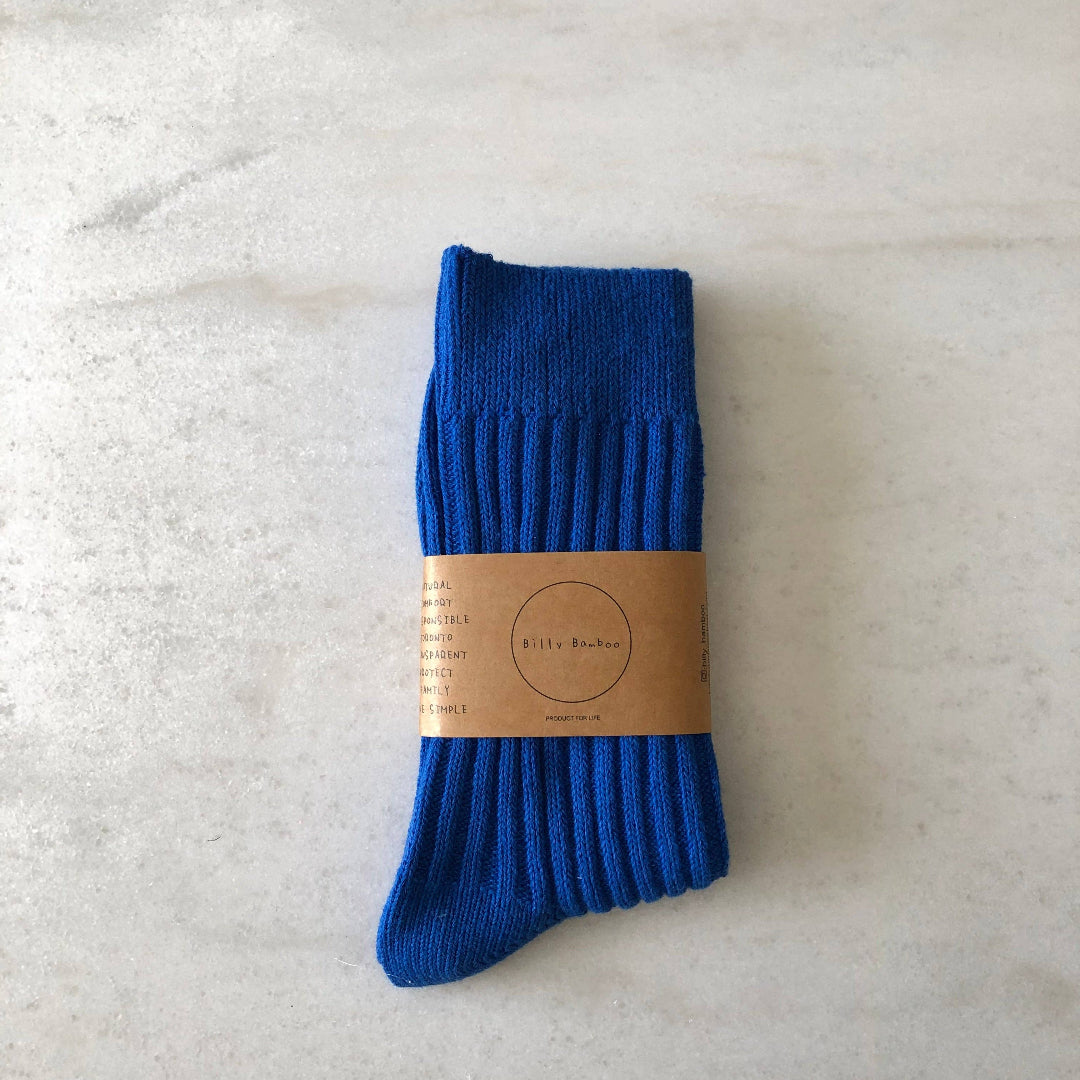 Billy Bamboo, Ribbed Cotton High Socks, Crystal Bright, Various Colours