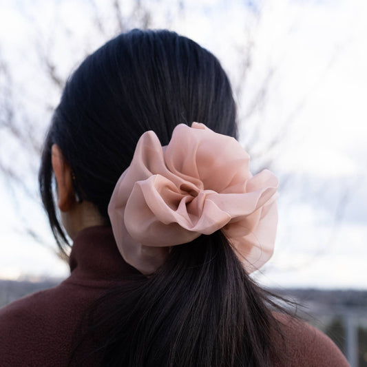 Stay Neutral Nude Silk Organza Oversized Scrunchie